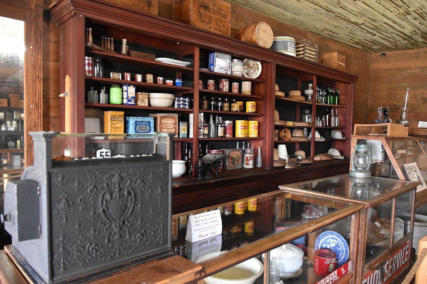 Antique cash register at 1800s cabin