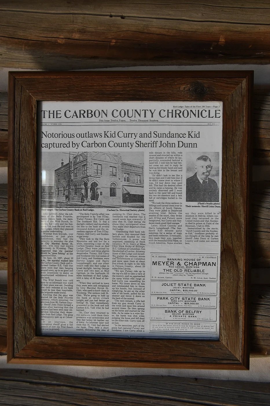 Carbon County newspaper about the Red Lodge Bank attempted holdup
