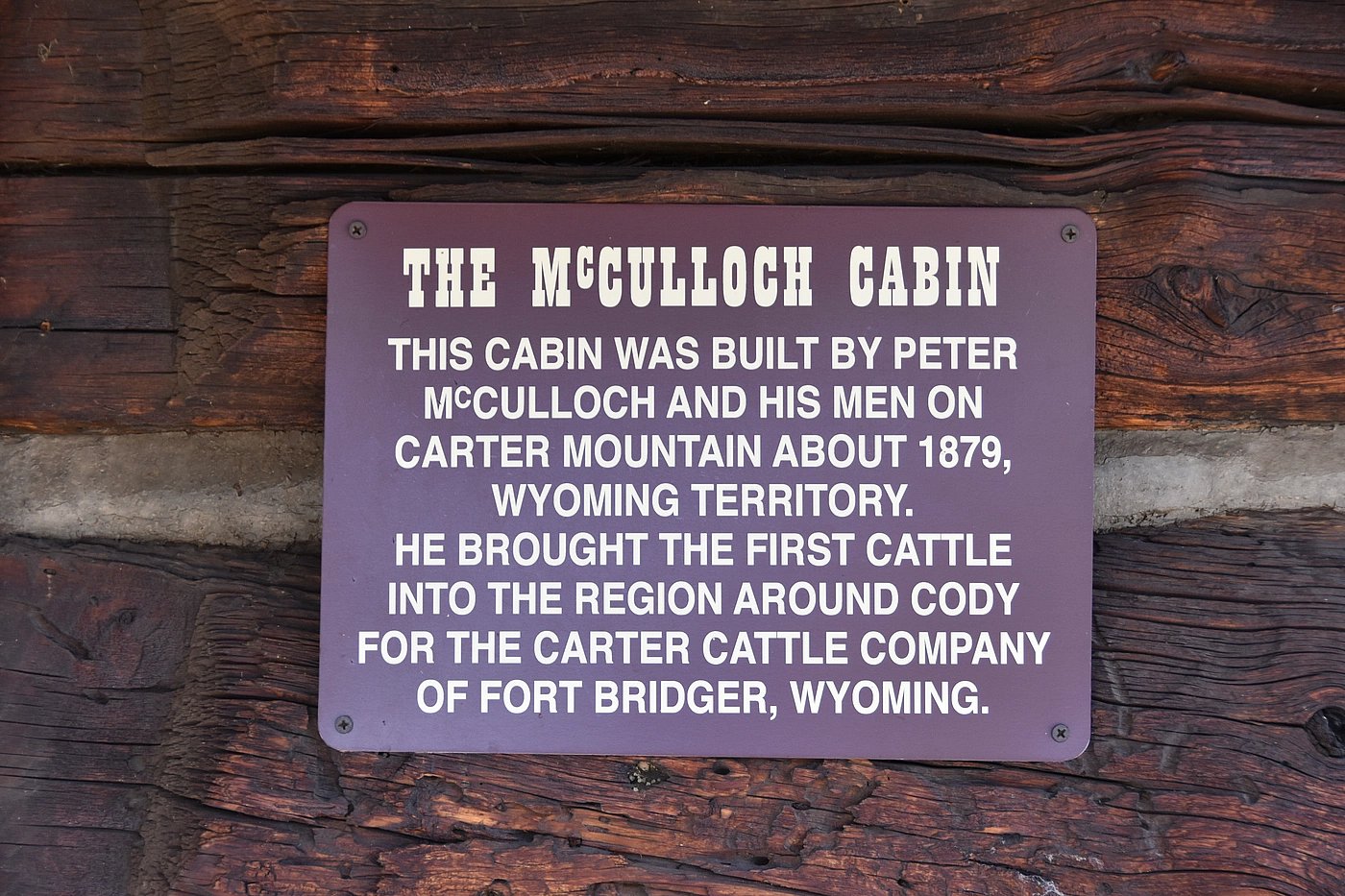 McCulloch cabin label from Old Trail Town