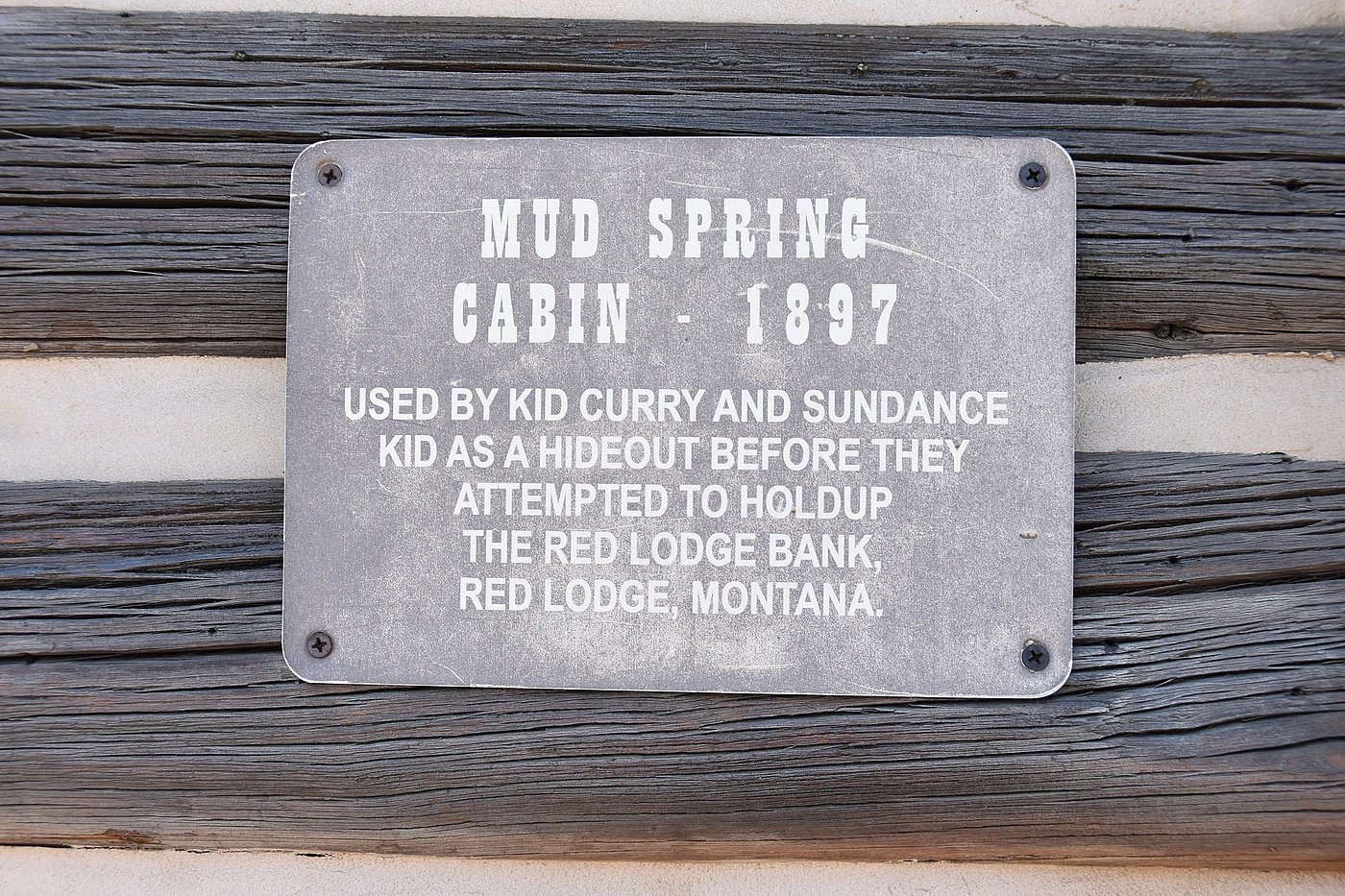 Mud Spring cabin museum label