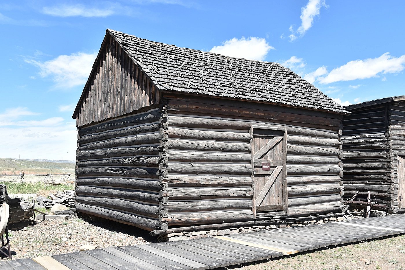 Outside the Grainery used for hay and grain storage