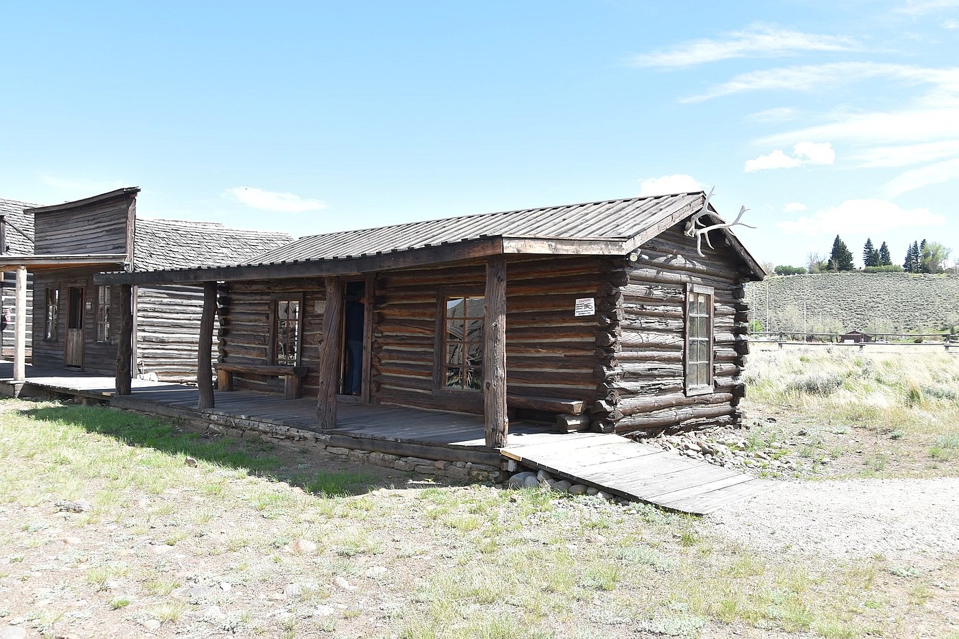 Outside the outlaw cabin in Cody WY