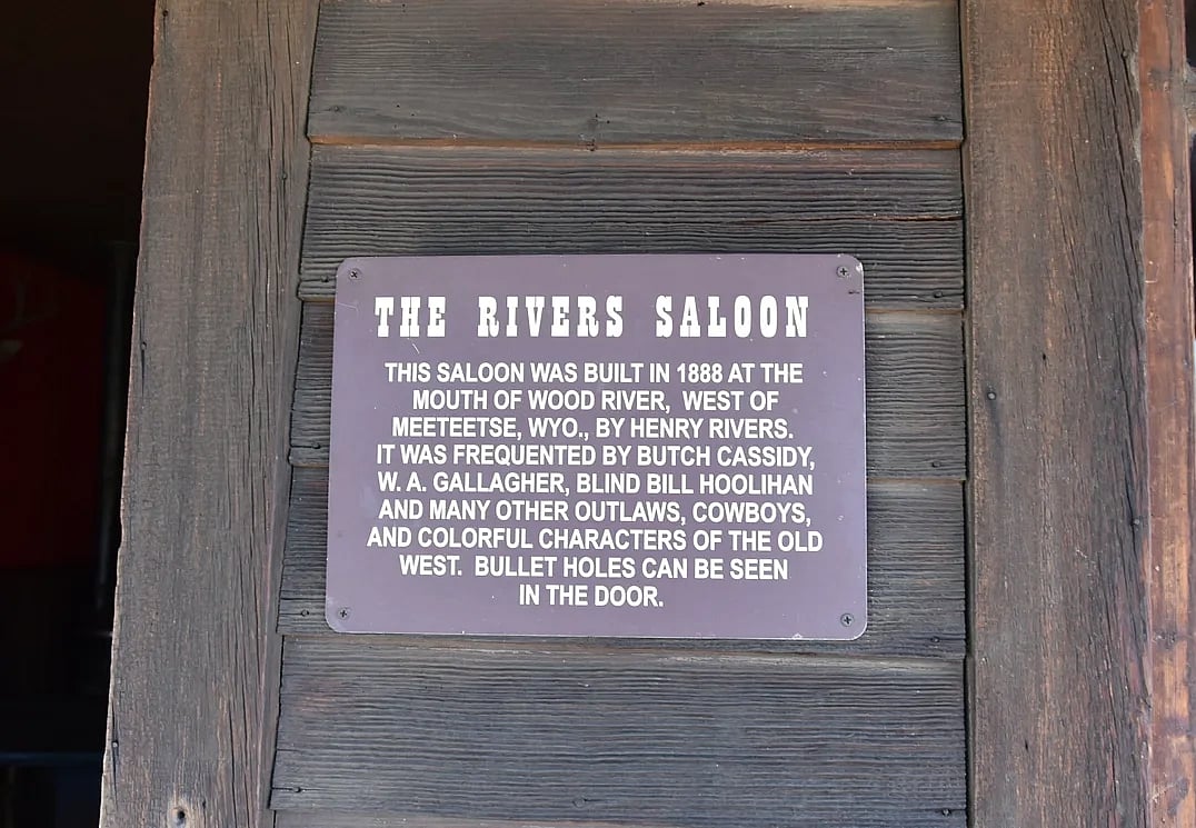 The Rivers Saloon museum label