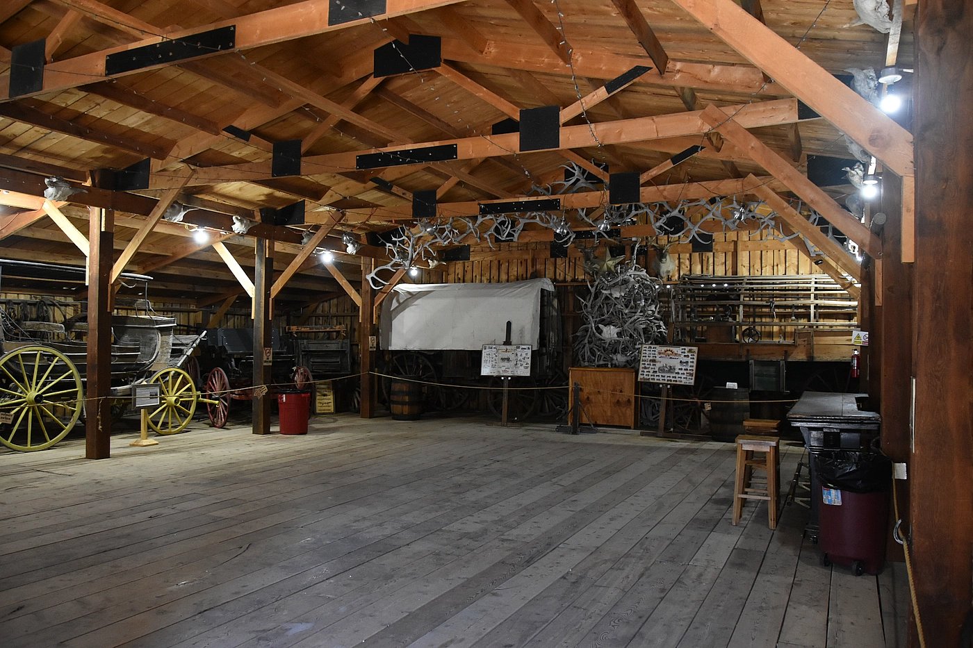 Wagon Barn storage for historic wagons at Old Trail Town