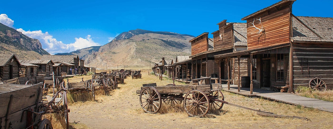Wide format shot of Frontier Town aka Old Trail Town
