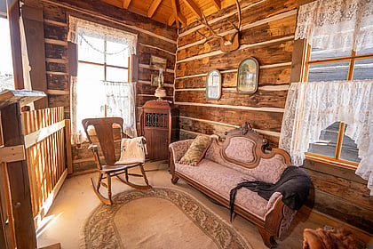 Classic western furnishings including couch and rocking chair