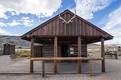 Outside facade of old trail town cabin